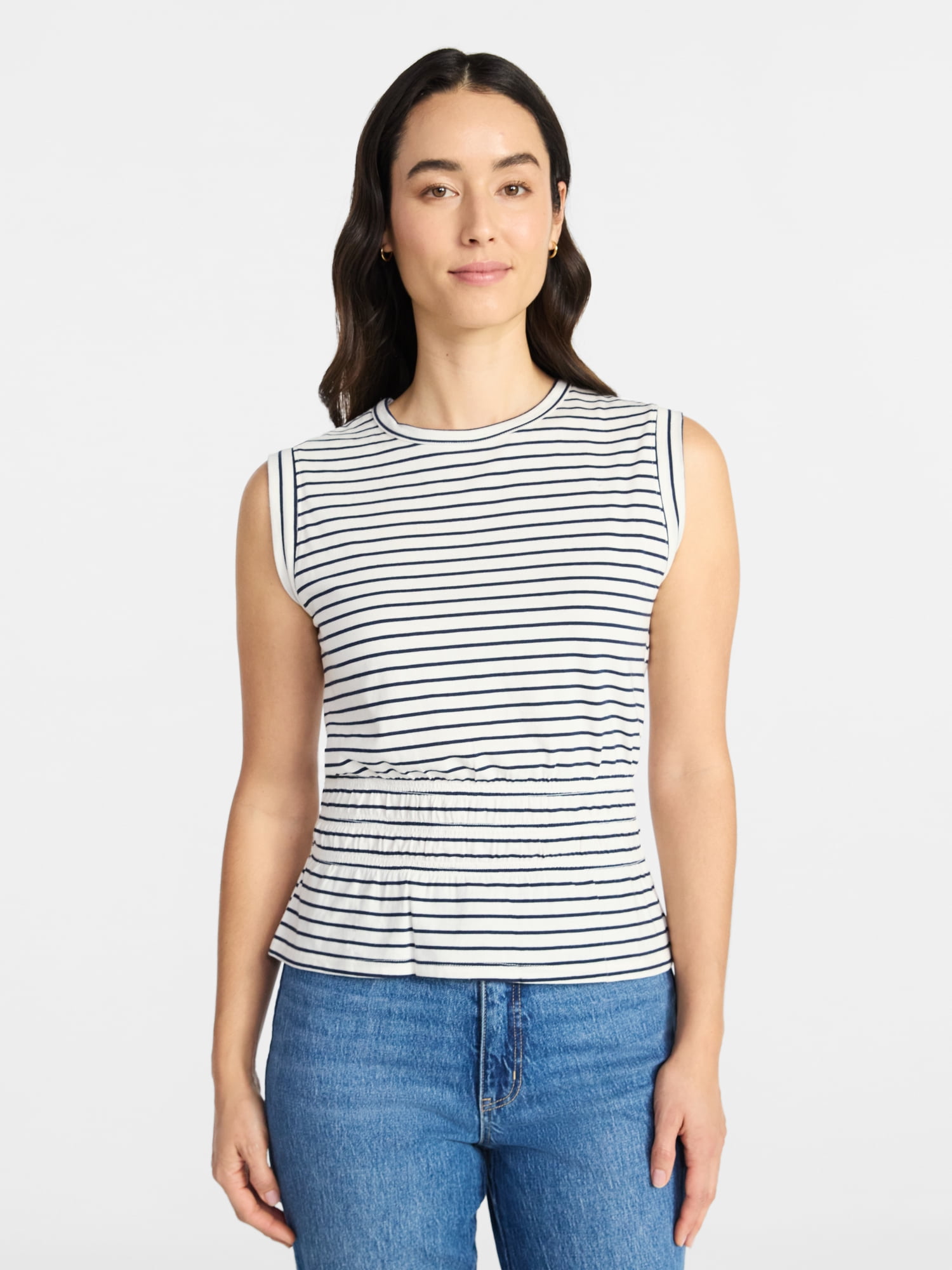 Time and Tru Women's Cotton Peplum Tank Top, Sizes XS-XXXL