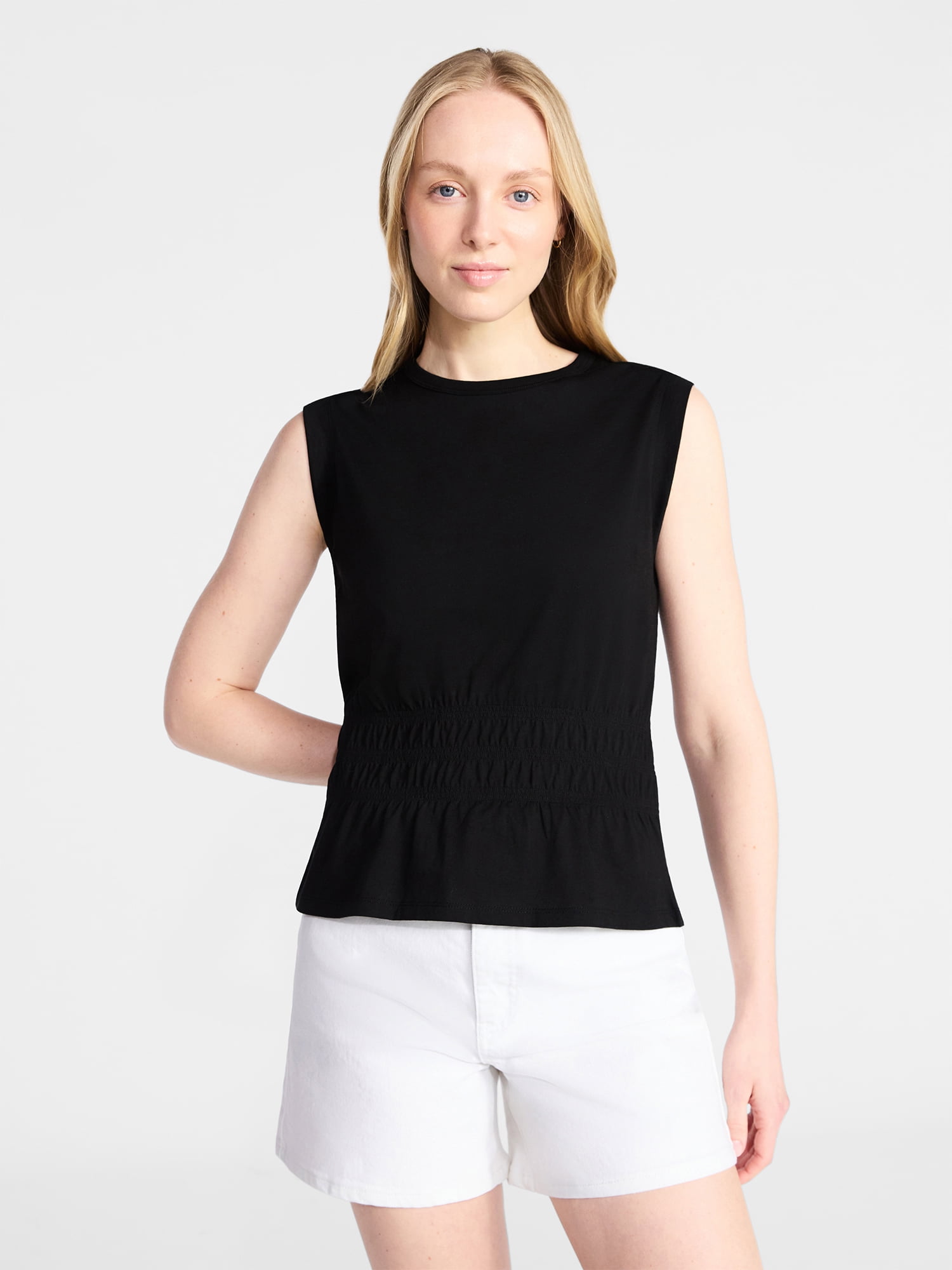 Time and Tru Women's Cotton Peplum Tank Top, Sizes XS-XXXL