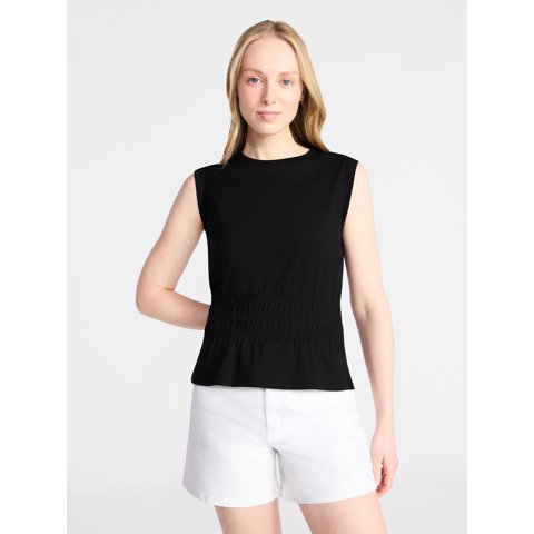 Women's Cotton Peplum Tank Top, Sizes XS-XXXL
