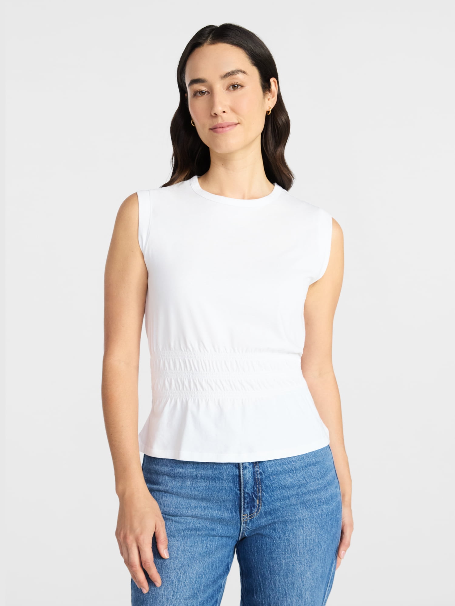 Time and Tru Women's Cotton Peplum Tank Top, Sizes XS-XXXL
