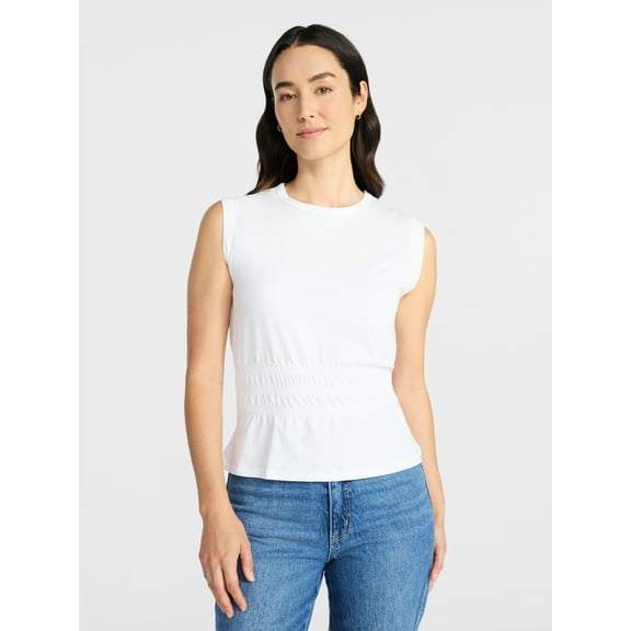 Time and Tru Women's Cotton Peplum Tank Top, Sizes XS-XXXL
