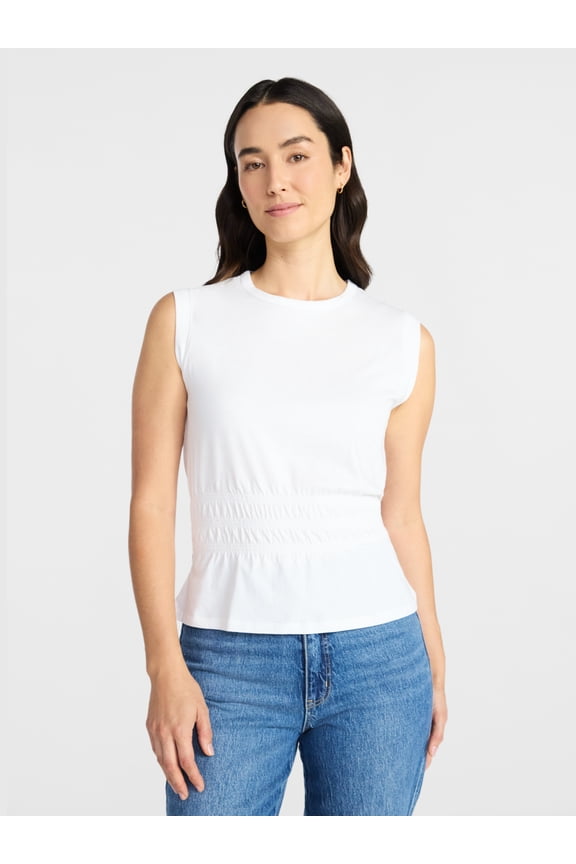 Women's Cotton Peplum Tank Top, Sizes XS-XXXL