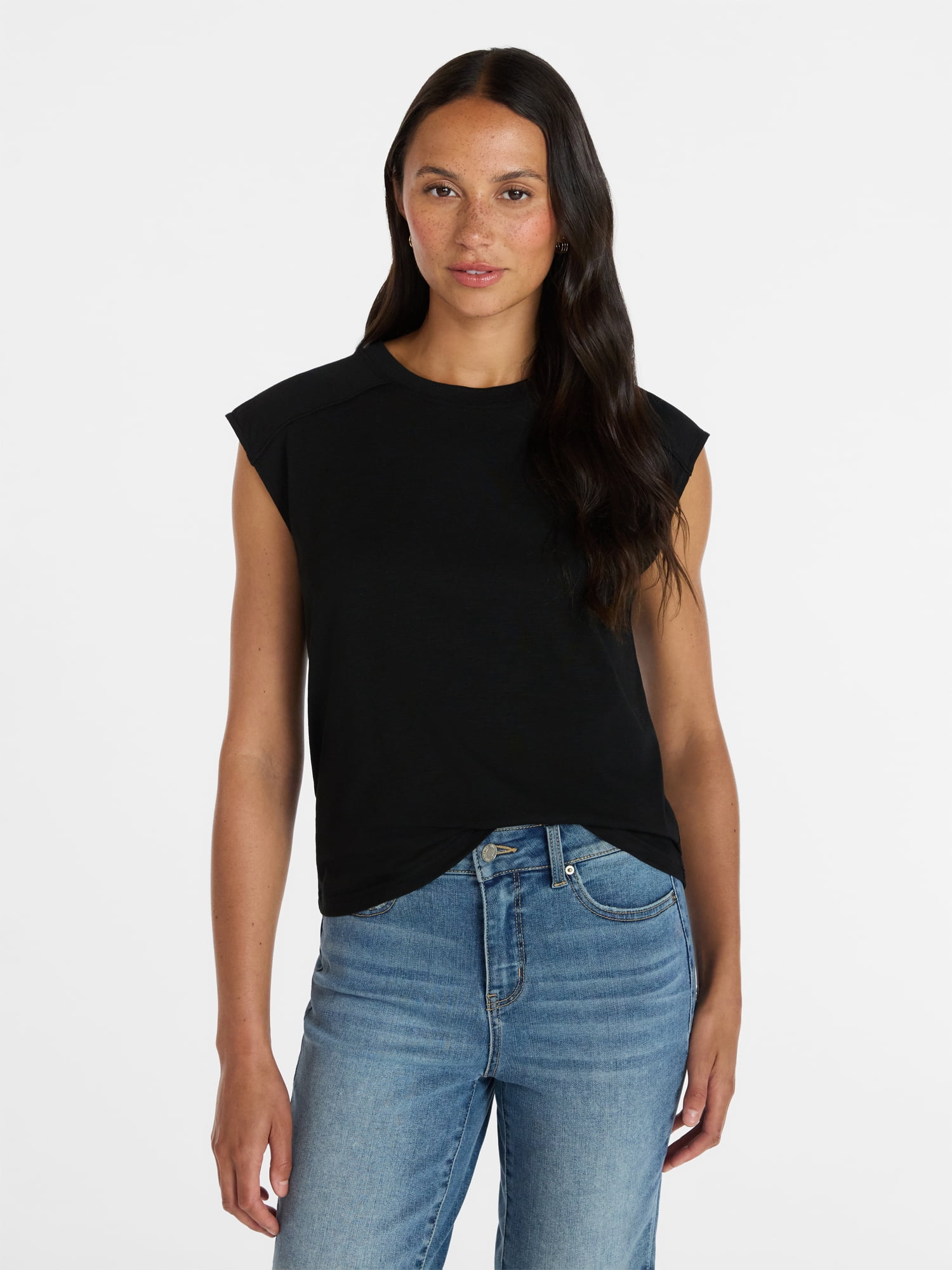 Time and Tru Women's Muscle Tank Top with Piped Trim, Sizes XS-XXXL