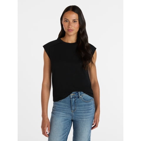 Women's Muscle Tank Top with Piped Trim, Sizes XS-XXXL
