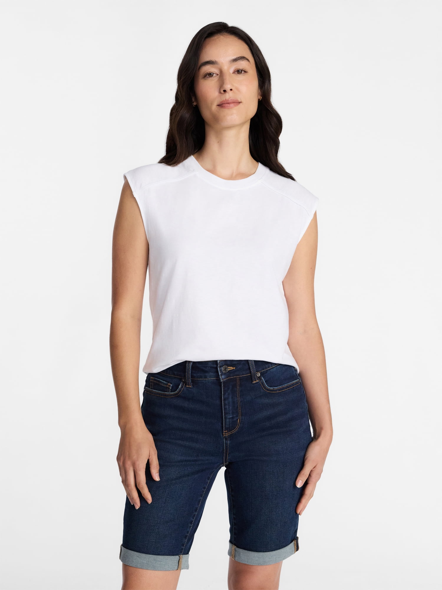 Time and Tru Women's Muscle Tank Top with Piped Trim, Sizes XS-XXXL