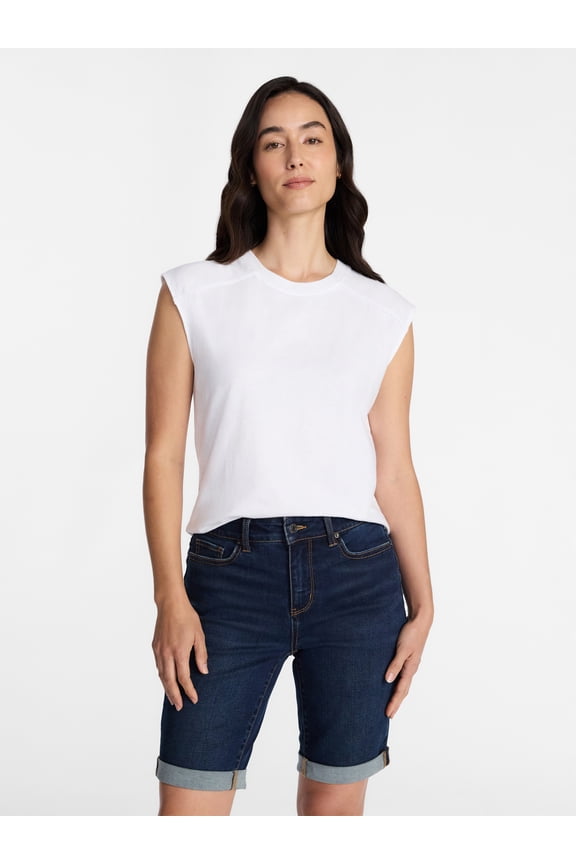 Women's Muscle Tank Top with Piped Trim, Sizes XS-XXXL