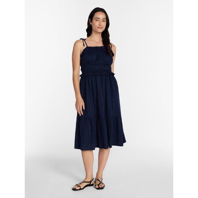 Time and Tru Women's Pipped Midi Dress, Sizes XS - XXXL