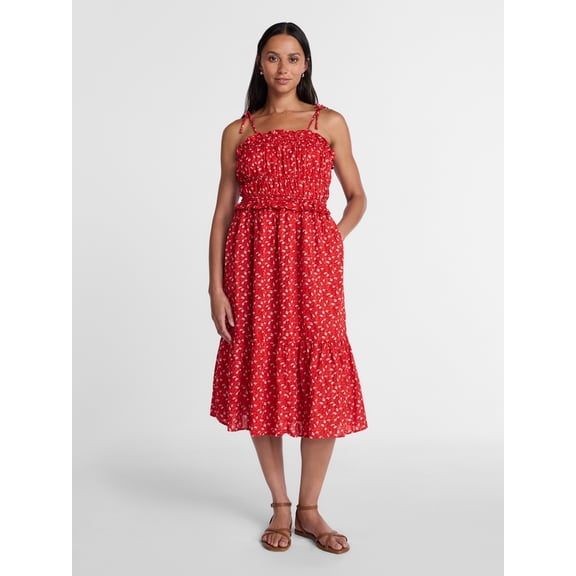 Time and Tru Women's Pipped Midi Dress, Sizes XS - XXXL