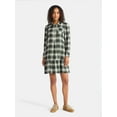 thumbnail image 1 of Time and Tru Women's Plaid Mini Dress with Long Sleeves, Sizes XS-XXXL, 1 of 5