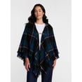 thumbnail image 1 of Time and Tru Women's Plaid Poncho with Clasp, Sizes S/M-L/XL, 1 of 5