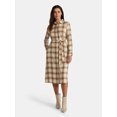 thumbnail image 1 of Time and Tru Women's Plaid Shirt Dress with Long Sleeves, Sizes XS-XXXL, 1 of 4