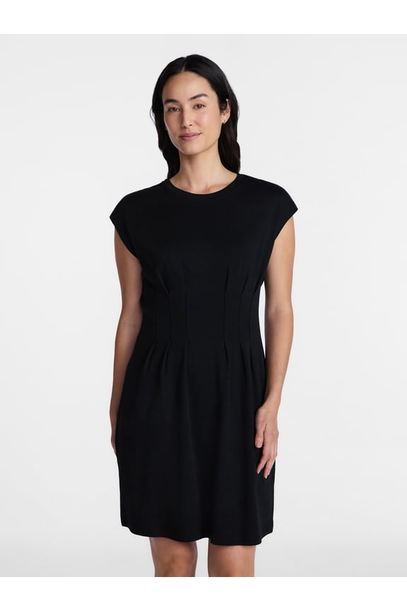 Women's Pleated Waist Cotton Mini Dress, Sizes XS-XXXL