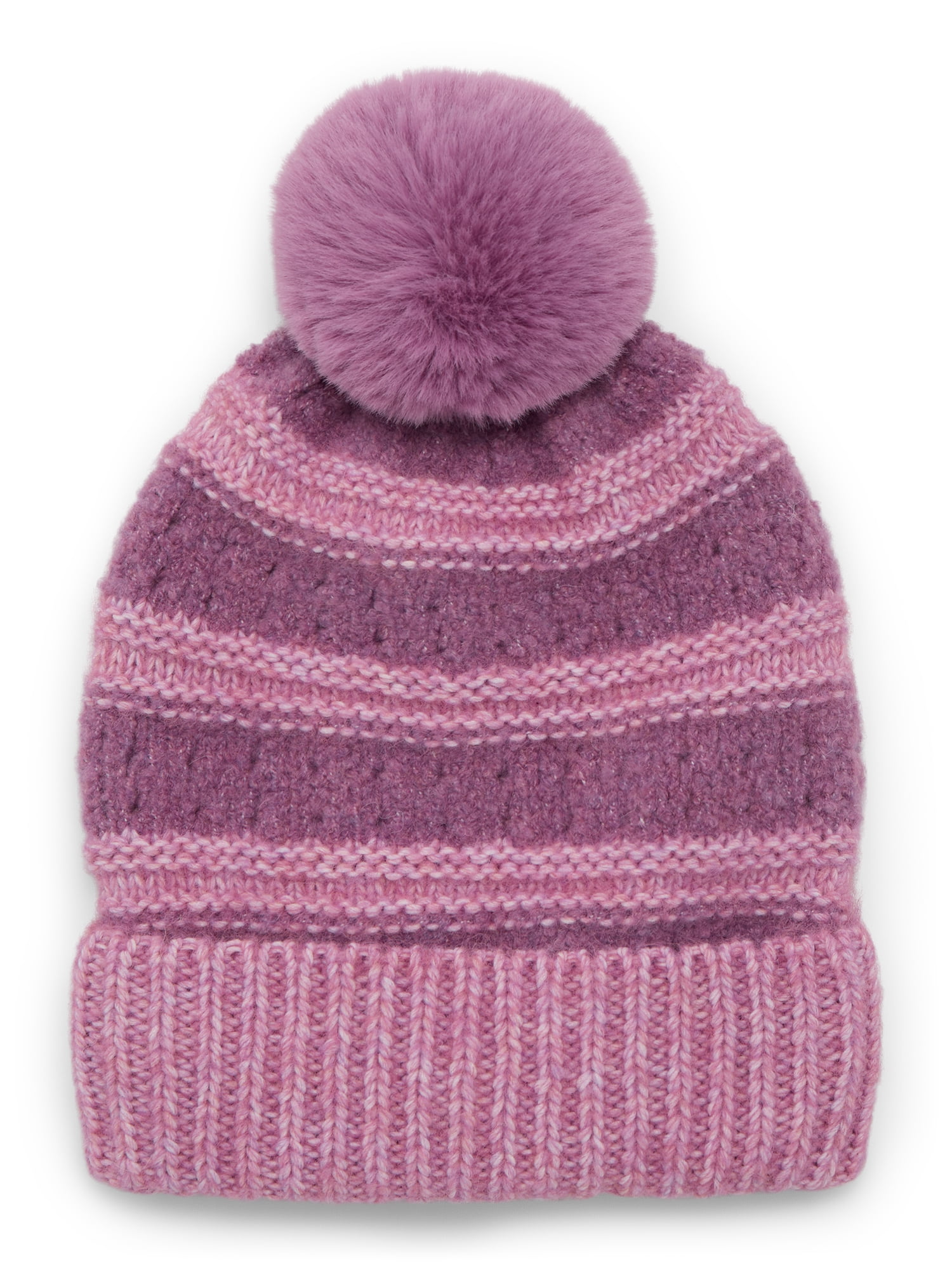 Time and Tru Women's Pointelle Beanie, One Size Fits Most, Purple Dawn