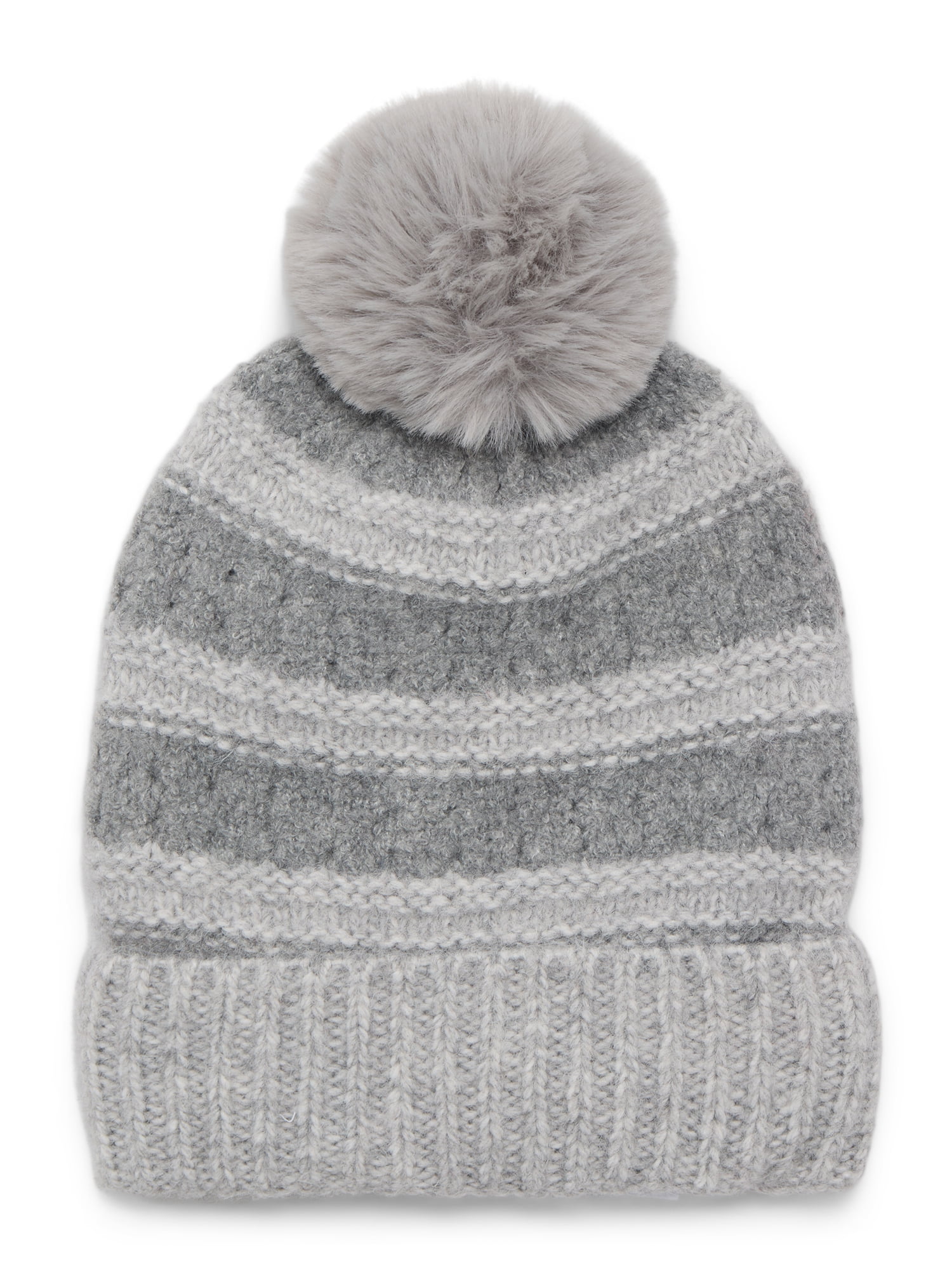 Time and Tru Women's Pointelle Beanie, One Size Fits Most, Medium Grey Heather