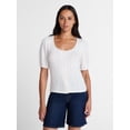 thumbnail image 1 of Time and Tru Women's Pointelle Top with Short Sleeves, Sizes XS-XXXL, 1 of 6