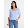 thumbnail image 1 of Time and Tru Women's Pointelle Top with Short Sleeves, Sizes XS-XXXL, 1 of 6