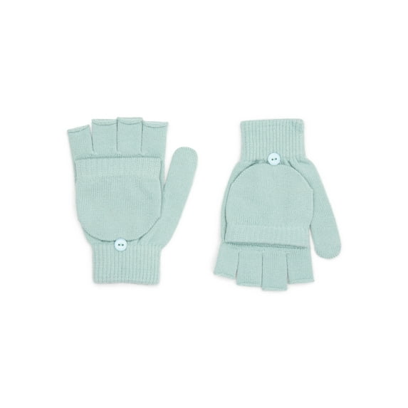 Time and Tru Women's Pop Top Knit Gloves, One Size Fits Most, Green Juniper