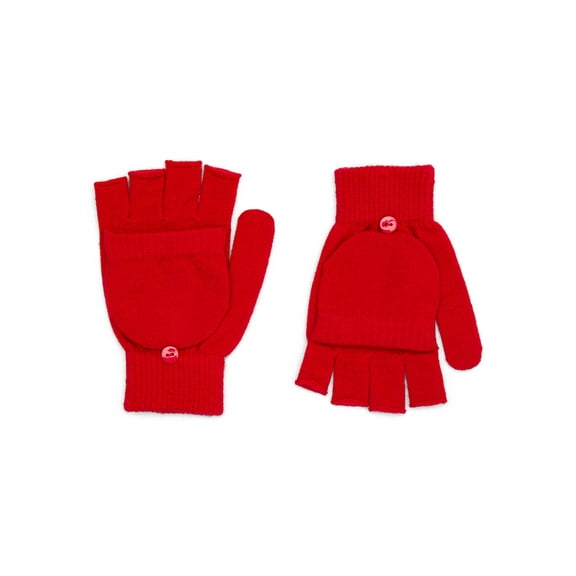 Time and Tru Women's Pop Top Knit Gloves, One Size Fits Most, Brilliant Red