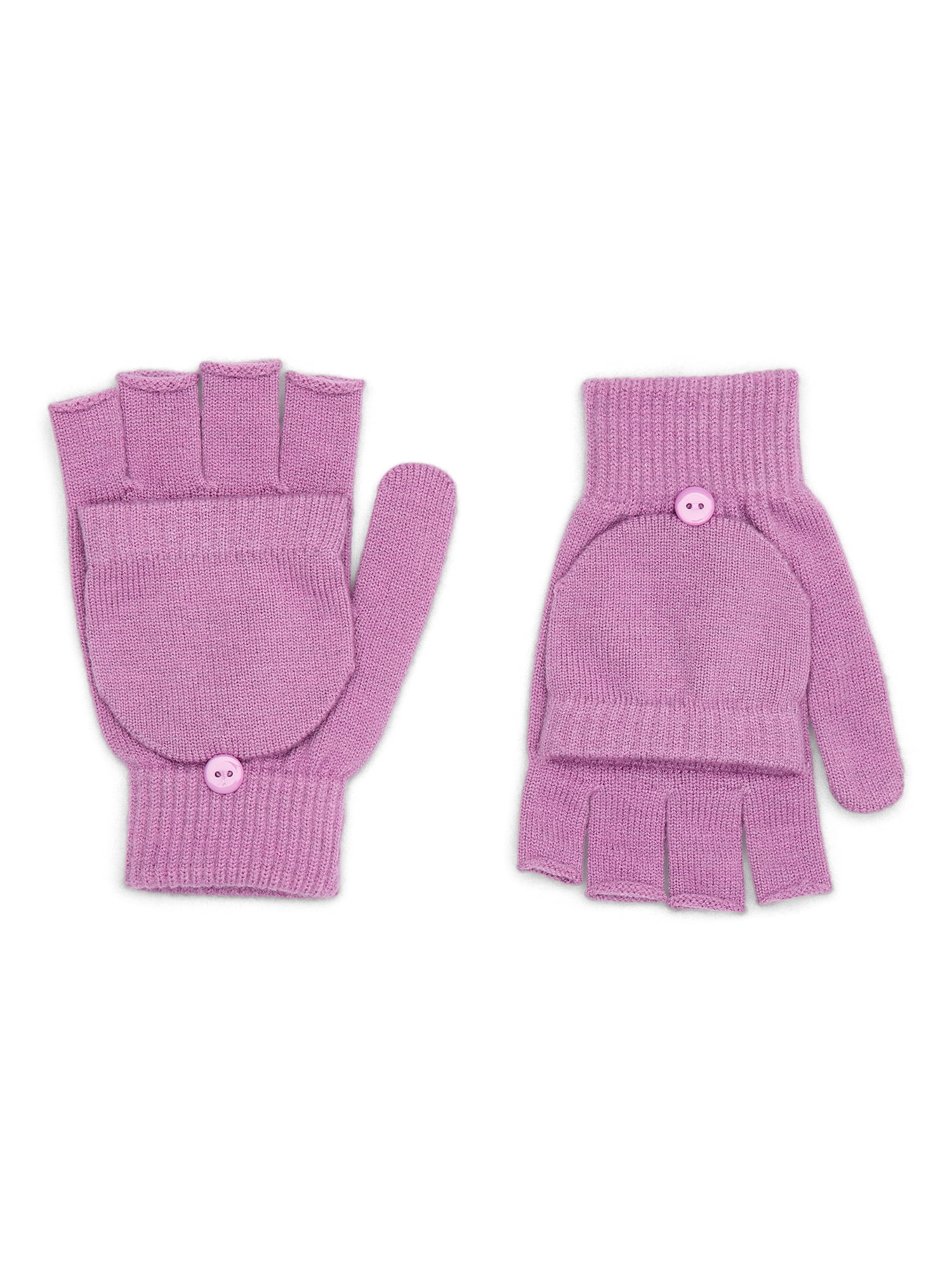 Time and Tru Women's Pop Top Knit Gloves, One Size Fits Most, Purple Dawn
