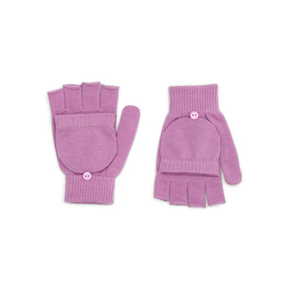 Time and Tru Women's Pop Top Knit Gloves, One Size Fits Most, Purple Dawn