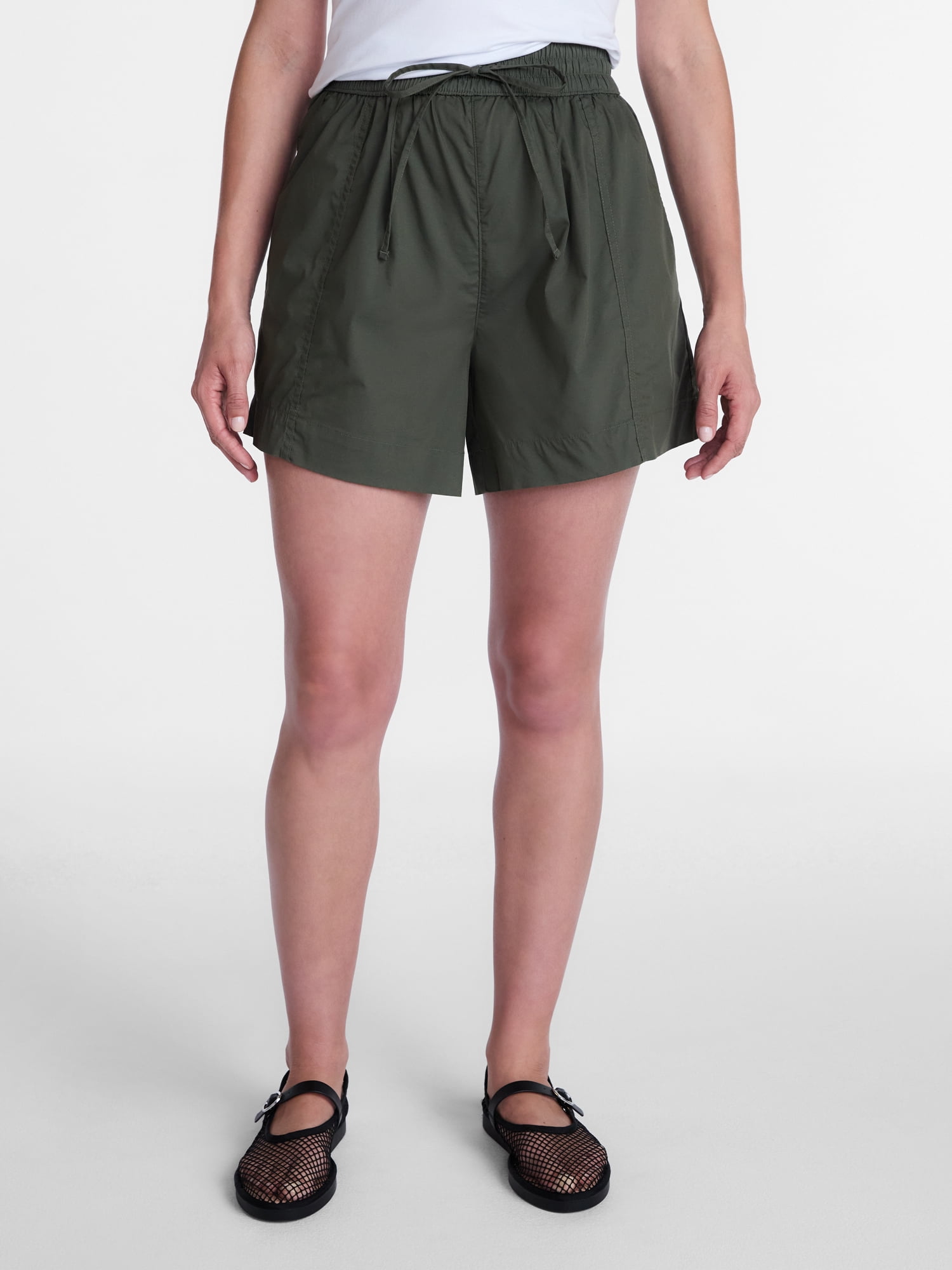 Time and Tru Women’s Mid Rise Poplin Shorts, Sizes XS-XXXL