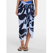 Women's Printed Pareo, One Size, Abstract Floral Polished Blue