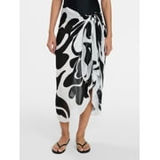 Women's Printed Pareo, One Size, Abstract Floral Winter White