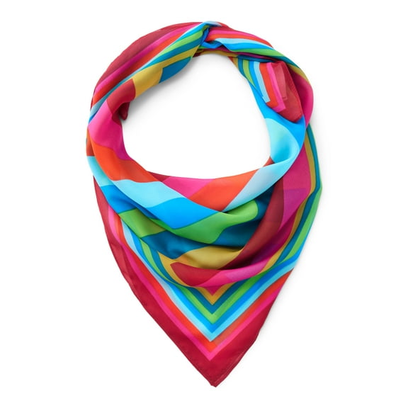 Time and Tru Women's Striped Multicolor Scarf Large Square Lightweight