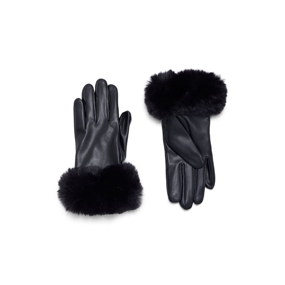 Time and Tru Women's Faux Fur Gloves, Black, Sizes S/M-L/XL