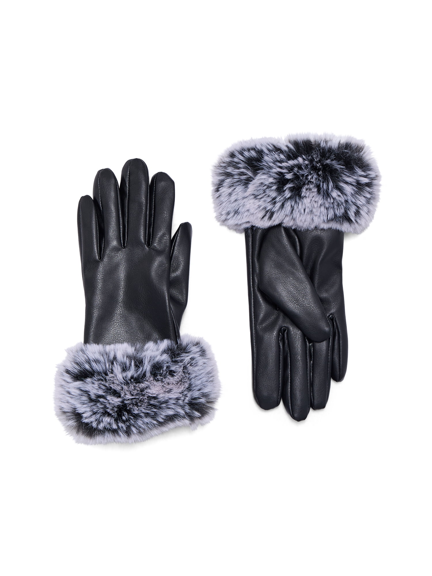 Time and Tru Women's Faux Fur Gloves, Grey, Sizes S/M-L/XL