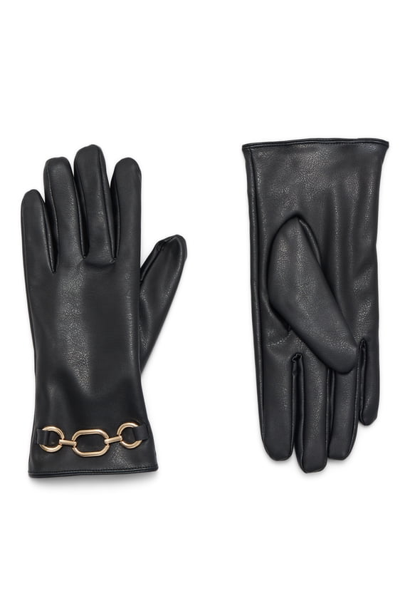 Chain Accent Faux Leather