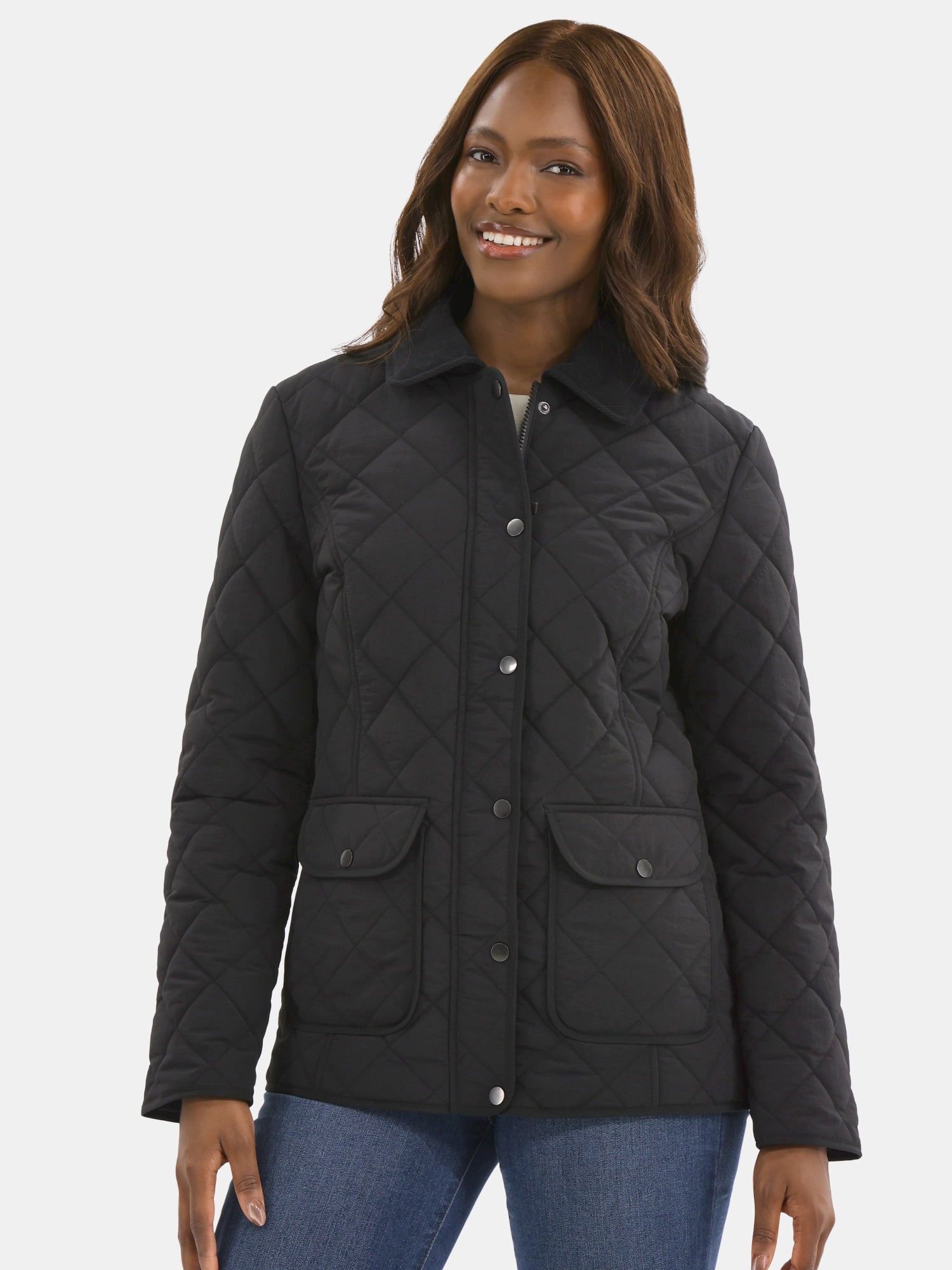 Time and Tru Women's Quilted Barn Coat, Midweight, Sizes XS-2X