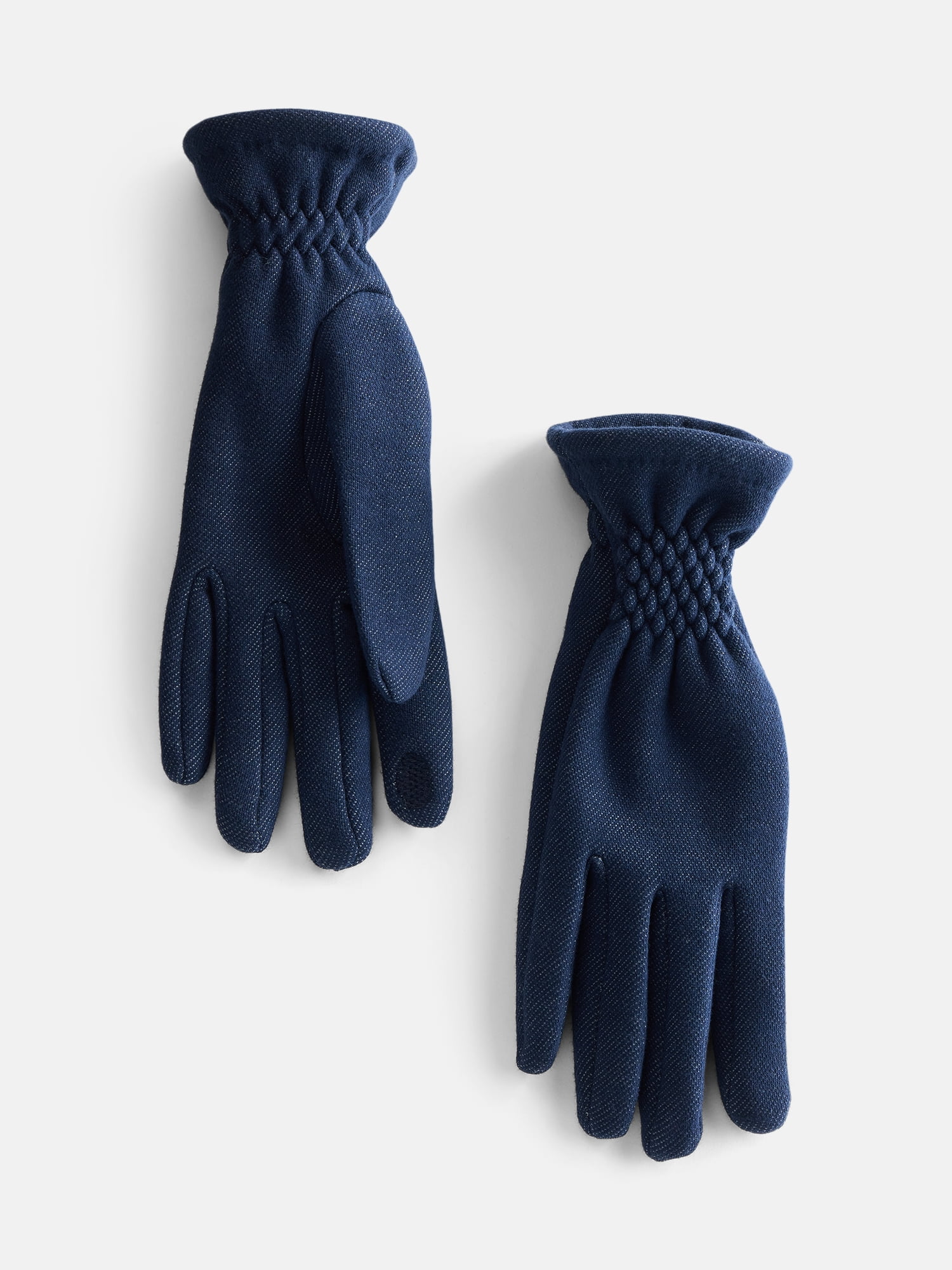 Time and Tru Women's Knit Gloves with Quilted Cuffs, Denim Blue, One Size