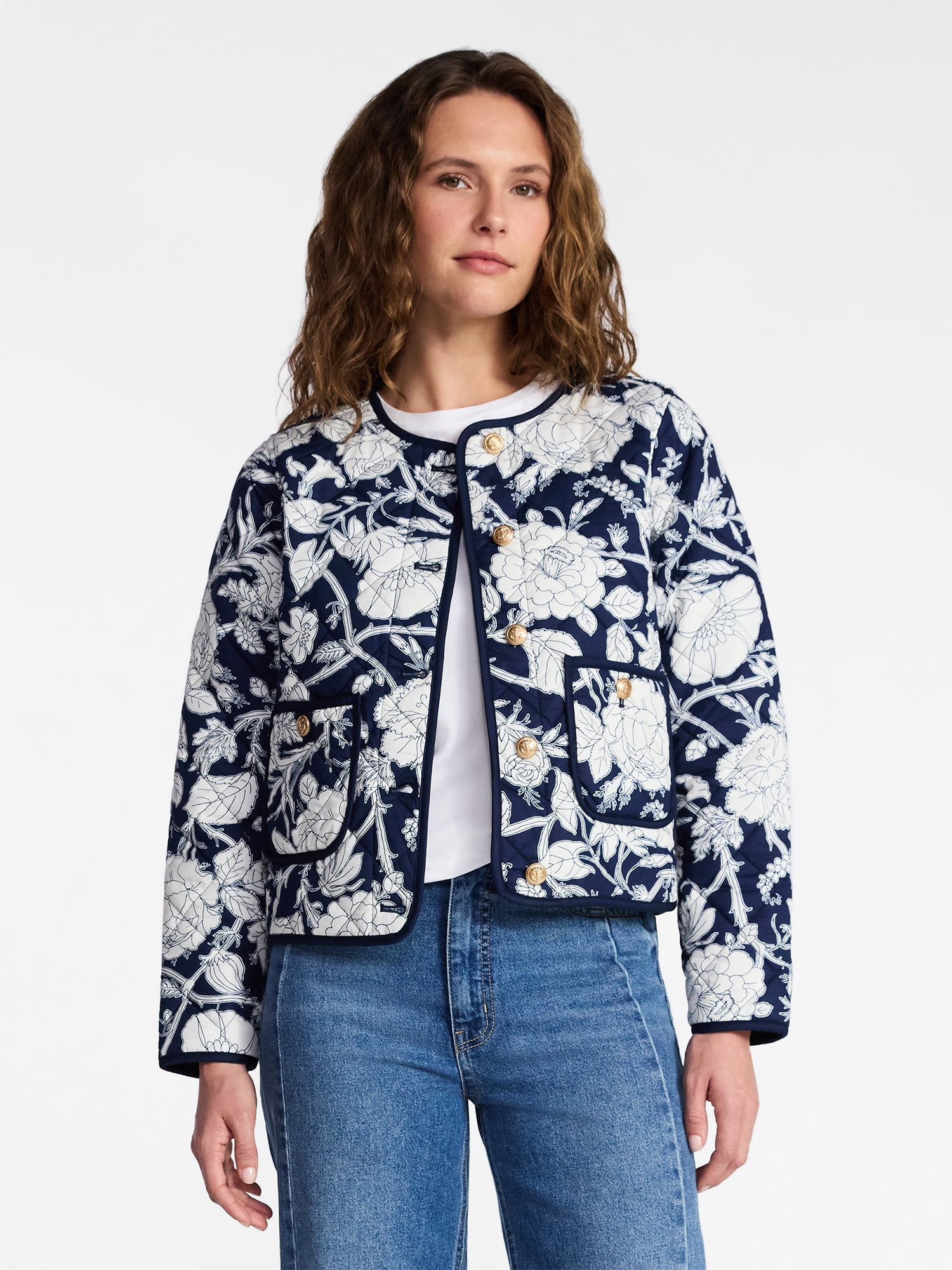 Time and Tru Women's Quilted Cotton Jacket, Sizes XS-XXXL