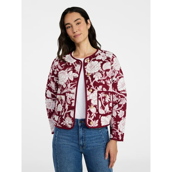 Time and Tru Women's Quilted Cotton Jacket, Sizes XS-XXXL
