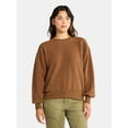 thumbnail image 1 of Time and Tru Women's Reverse Fleece Pullover Sweatshirt, XS-XXXL, 1 of 5