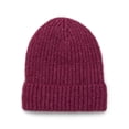 thumbnail image 1 of Time and Tru Women's Rib Beanie, One Size Fits Most, Wine Combo, 1 of 3