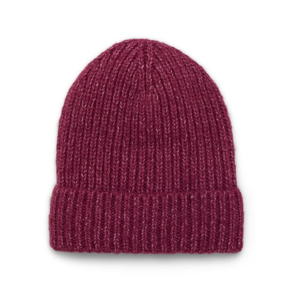 Time and Tru Women's Rib Beanie, One Size Fits Most, Wine Combo