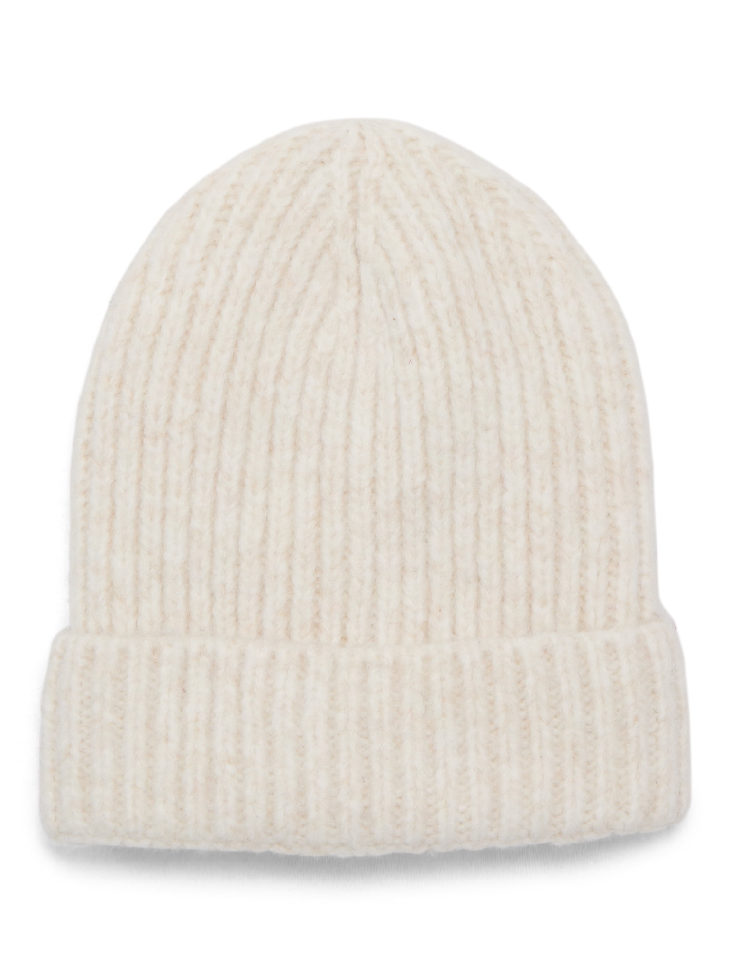 Time and Tru Women's Rib Beanie, One Size Fits Most, Winter White