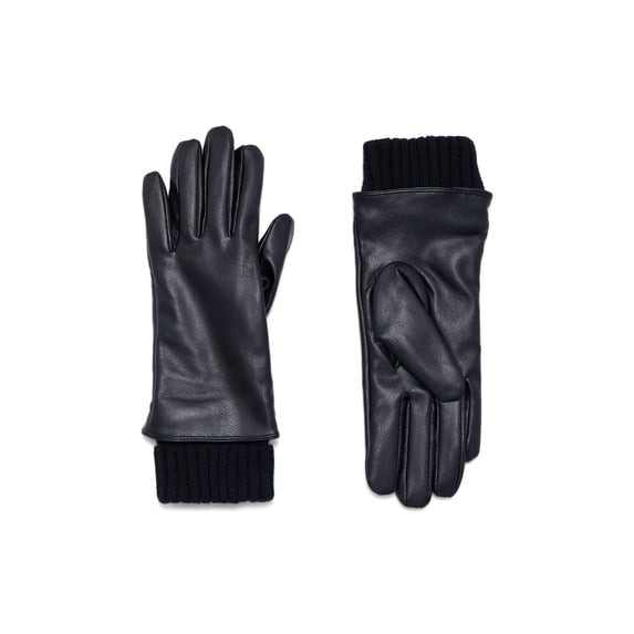 Time and Tru Women's Rib Knit Gloves, Black, Sizes S/M-L/XL