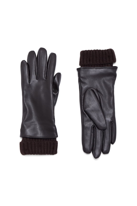 Rib Knit Pu Glove