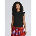 thumbnail image 1 of Time and Tru Women's Rib Ruffle Sleeve Top, Sizes XS-XXXL, 1 of 5