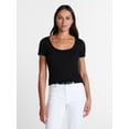 thumbnail image 1 of Time and Tru Women's Ribbed Scoop Neck Tee with Short Sleeves, Sizes XS-XXXL, 1 of 6