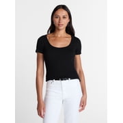 Women's Ribbed Scoop Neck Short Sleeve Tee, Sizes XS-XXXL deal from Walmart