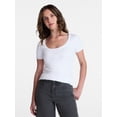 thumbnail image 1 of Time and Tru Women's Ribbed Scoop Neck Tee with Short Sleeves, Sizes XS-XXXL, 1 of 6