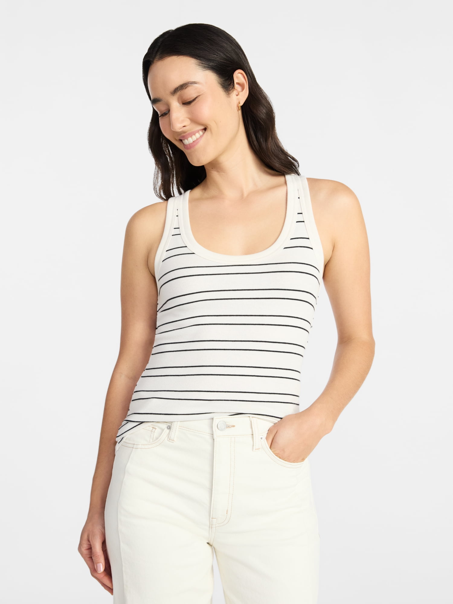 Time and Tru Women's Ribbed Tank Top, Sizes XS-XXXL