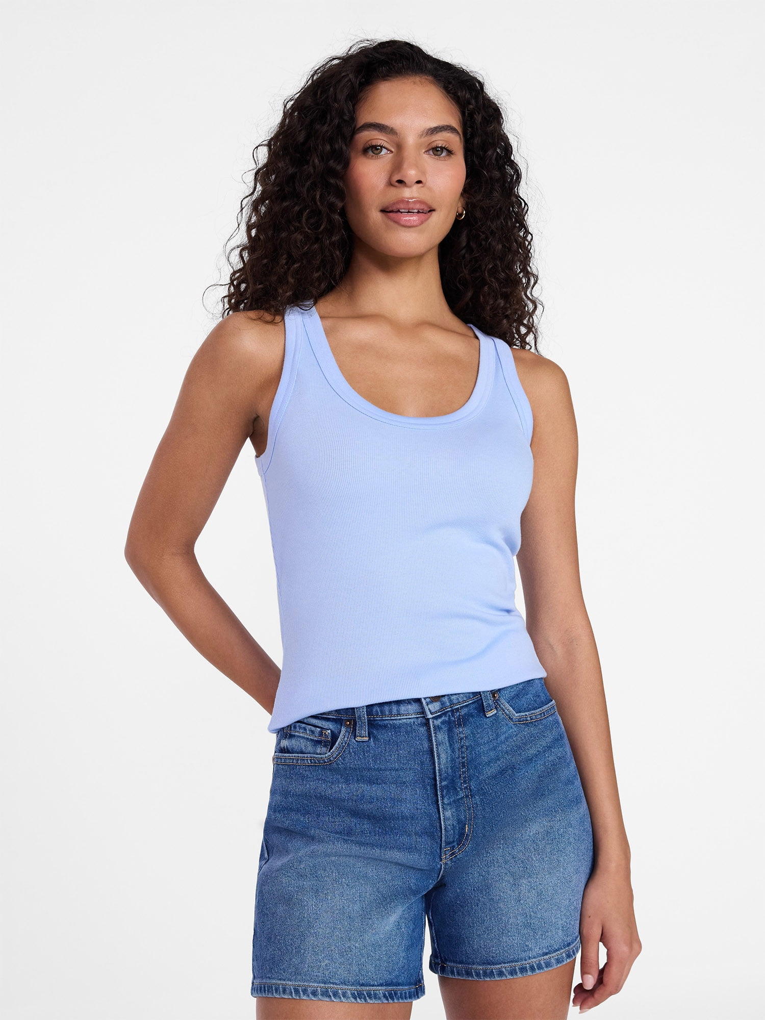 Time and Tru Women's Ribbed Tank Top, Sizes XS-XXXL