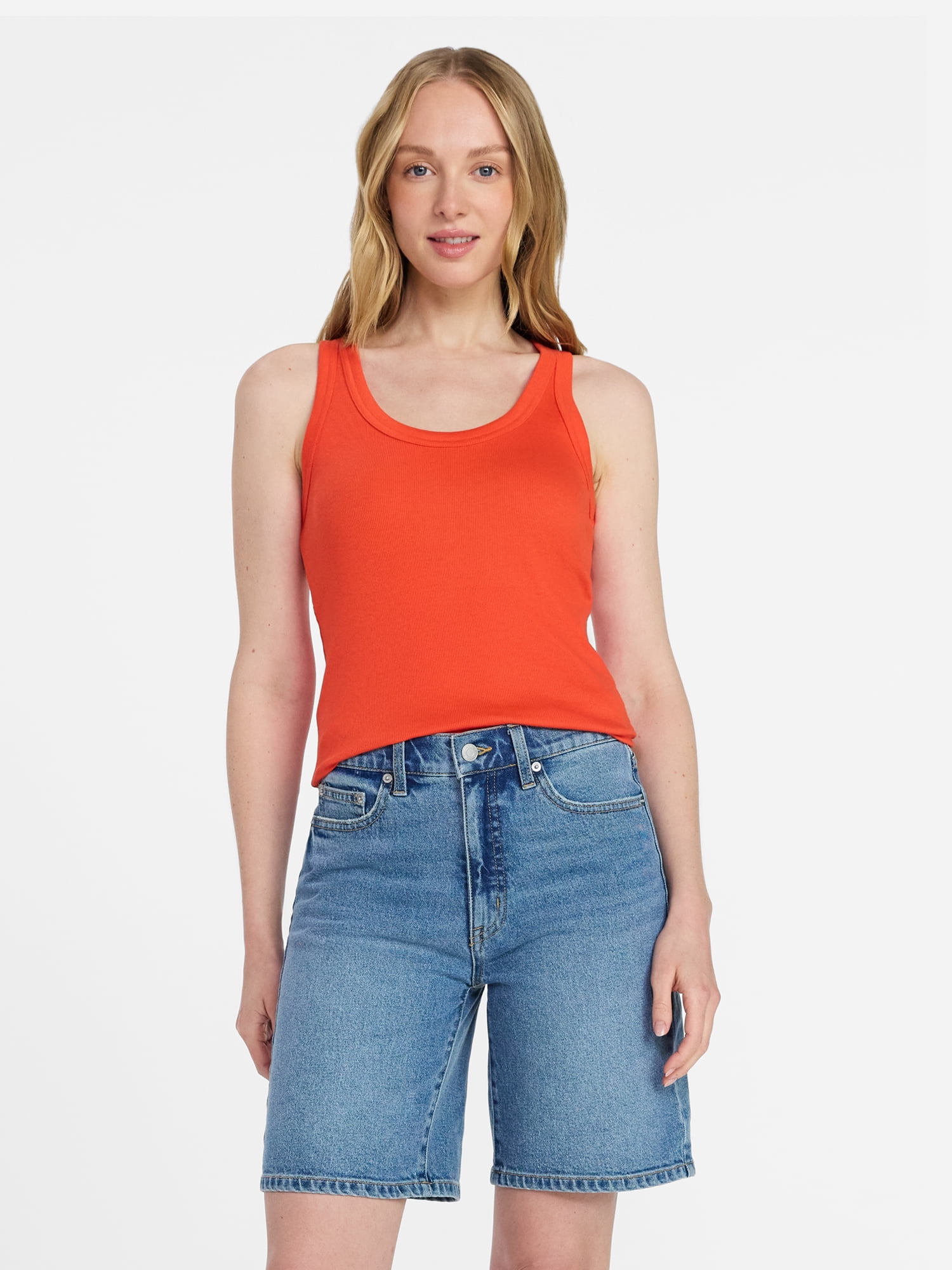 Time and Tru Women's Ribbed Tank Top, Sizes XS-XXXL
