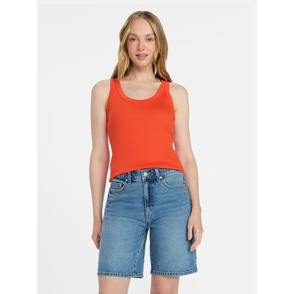Time and Tru Women's Ribbed Tank Top, Sizes XS-XXXL