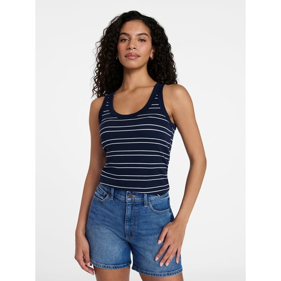 Time and Tru Women's Ribbed Tank Top, Sizes XS-XXXL